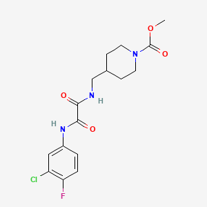 molecular formula C16H19ClFN3O4 B2436813 Methyl 4-((2-((3-chloro-4-fluorophenyl)amino)-2-oxoacetamido)methyl)piperidine-1-carboxylate CAS No. 1235629-10-3