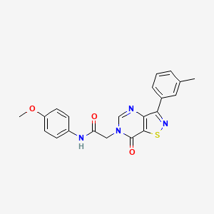 molecular formula C21H18N4O3S B2436837 N-(4-methoxyphenyl)-2-[3-(3-methylphenyl)-7-oxo-6H,7H-[1,2]thiazolo[4,5-d]pyrimidin-6-yl]acetamide CAS No. 1113121-42-8