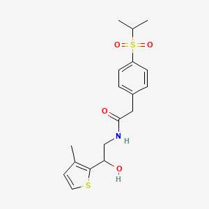 molecular formula C18H23NO4S2 B2436842 N-(2-hydroxy-2-(3-methylthiophen-2-yl)ethyl)-2-(4-(isopropylsulfonyl)phenyl)acetamide CAS No. 1351608-64-4