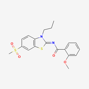 molecular formula C19H20N2O4S2 B2436857 N-[(2Z)-6-methanesulfonyl-3-propyl-2,3-dihydro-1,3-benzothiazol-2-ylidene]-2-methoxybenzamide CAS No. 898369-07-8