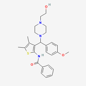 molecular formula C27H33N3O3S B2436892 N-(3-{[4-(2-hydroxyethyl)piperazin-1-yl](4-methoxyphenyl)methyl}-4,5-dimethylthiophen-2-yl)benzamide CAS No. 631858-35-0