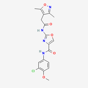 molecular formula C18H17ClN4O5 B2436901 N-(3-chloro-4-methoxyphenyl)-2-(2-(3,5-dimethylisoxazol-4-yl)acetamido)oxazole-4-carboxamide CAS No. 1797578-67-6
