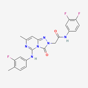 molecular formula C21H17F3N6O2 B2436906 N-(3,4-difluorophenyl)-2-{5-[(3-fluoro-4-methylphenyl)amino]-7-methyl-3-oxo-2H,3H-[1,2,4]triazolo[4,3-c]pyrimidin-2-yl}acetamide CAS No. 1251553-30-6