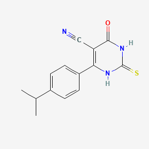 molecular formula C14H13N3OS B2436912 6-(4-Isopropylphenyl)-4-oxo-2-thioxo-1,2,3,4-tetrahydropyrimidine-5-carbonitrile CAS No. 339235-45-9