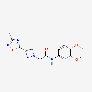 molecular formula C16H18N4O4 B2436914 N-(2,3-dihydro-1,4-benzodioxin-6-yl)-2-[3-(3-methyl-1,2,4-oxadiazol-5-yl)azetidin-1-yl]acetamide CAS No. 1323706-14-4
