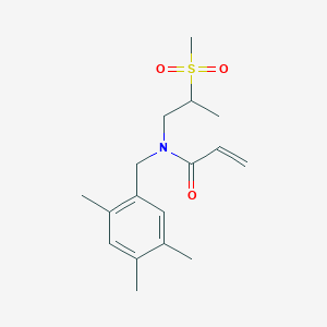 molecular formula C17H25NO3S B2436917 N-(2-Methylsulfonylpropyl)-N-[(2,4,5-trimethylphenyl)methyl]prop-2-enamide CAS No. 2411265-45-5