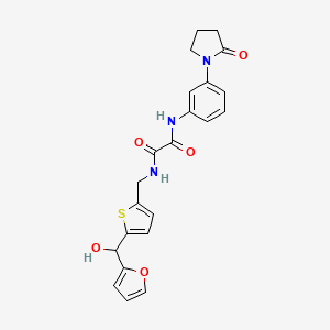 molecular formula C22H21N3O5S B2436939 N1-((5-(furan-2-yl(hydroxy)methyl)thiophen-2-yl)methyl)-N2-(3-(2-oxopyrrolidin-1-yl)phenyl)oxalamide CAS No. 1798544-19-0