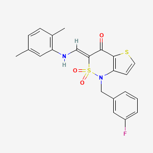 (Z)-3-(((2,5-dimethylphenyl)amino)methylene)-1-(3-fluorobenzyl)-1H-thieno[3,2-c][1,2]thiazin-4(3H)-one 2,2-dioxide