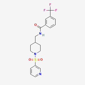 molecular formula C19H20F3N3O3S B2437020 N-((1-(pyridin-3-ylsulfonyl)piperidin-4-yl)methyl)-3-(trifluoromethyl)benzamide CAS No. 1428362-70-2