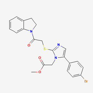 molecular formula C22H20BrN3O3S B2437024 methyl 2-(5-(4-bromophenyl)-2-((2-(indolin-1-yl)-2-oxoethyl)thio)-1H-imidazol-1-yl)acetate CAS No. 1207005-70-6