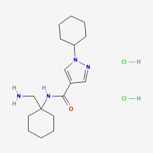 molecular formula C17H30Cl2N4O B2437050 N-[1-(Aminomethyl)cyclohexyl]-1-cyclohexylpyrazole-4-carboxamide;dihydrochloride CAS No. 2418711-91-6
