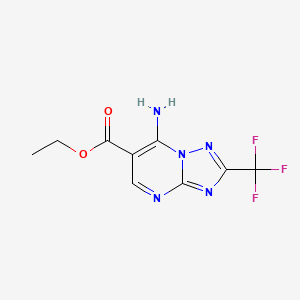 molecular formula C9H8F3N5O2 B2437075 ethyl 7-amino-2-(trifluoromethyl)-[1,2,4]triazolo[1,5-a]pyrimidine-6-carboxylate CAS No. 704877-28-1