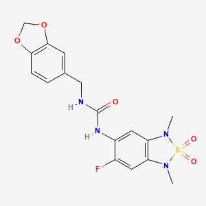 1-(Benzo[d][1,3]dioxol-5-ylmethyl)-3-(6-fluoro-1,3-dimethyl-2,2-dioxido-1,3-dihydrobenzo[c][1,2,5]thiadiazol-5-yl)urea