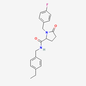 molecular formula C21H23FN2O2 B2437089 N-[(4-Ethylphenyl)methyl]-1-[(4-fluorophenyl)methyl]-5-oxopyrrolidine-2-carboxamide CAS No. 2379952-57-3