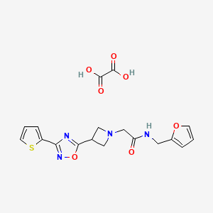 molecular formula C18H18N4O7S B2437093 N-(furan-2-ylmethyl)-2-(3-(3-(thiophen-2-yl)-1,2,4-oxadiazol-5-yl)azetidin-1-yl)acetamide oxalate CAS No. 1351633-44-7