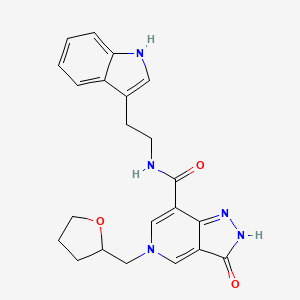 molecular formula C22H23N5O3 B2437101 N-(2-(1H-indol-3-yl)ethyl)-3-oxo-5-((tetrahydrofuran-2-yl)methyl)-3,5-dihydro-2H-pyrazolo[4,3-c]pyridine-7-carboxamide CAS No. 1207031-34-2