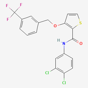 molecular formula C19H12Cl2F3NO2S B2437103 N-(3,4-dichlorophenyl)-3-{[3-(trifluoromethyl)benzyl]oxy}-2-thiophenecarboxamide CAS No. 344272-98-6