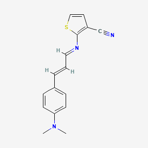 molecular formula C16H15N3S B2437111 2-[(E)-[(2E)-3-[4-(dimethylamino)phenyl]prop-2-en-1-ylidene]amino]thiophene-3-carbonitrile CAS No. 866018-15-7