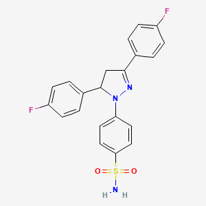 molecular formula C21H17F2N3O2S B2437112 4-(3,5-bis(4-fluorophenyl)-4,5-dihydro-1H-pyrazol-1-yl)benzenesulfonamide CAS No. 313236-74-7