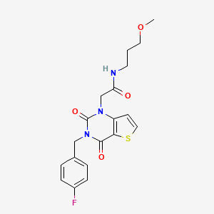 molecular formula C19H20FN3O4S B2437147 2-{3-[(4-fluorophenyl)methyl]-2,4-dioxo-1H,2H,3H,4H-thieno[3,2-d]pyrimidin-1-yl}-N-(3-methoxypropyl)acetamide CAS No. 879138-87-1