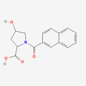 molecular formula C16H15NO4 B2437155 4-Hydroxy-1-(naphthalene-2-carbonyl)pyrrolidine-2-carboxylic acid CAS No. 1043576-28-8