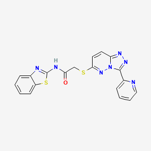molecular formula C19H13N7OS2 B2437180 N-(1,3-benzothiazol-2-yl)-2-{[3-(pyridin-2-yl)-[1,2,4]triazolo[4,3-b]pyridazin-6-yl]sulfanyl}acetamide CAS No. 868967-85-5