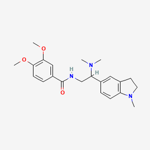 molecular formula C22H29N3O3 B2437193 N-(2-(dimethylamino)-2-(1-methylindolin-5-yl)ethyl)-3,4-dimethoxybenzamide CAS No. 922136-81-0