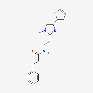 molecular formula C19H21N3OS B2437197 N-(2-(1-methyl-4-(thiophen-2-yl)-1H-imidazol-2-yl)ethyl)-3-phenylpropanamide CAS No. 1396812-77-3