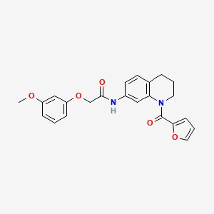 molecular formula C23H22N2O5 B2437204 N-[1-(furan-2-carbonyl)-1,2,3,4-tetrahydroquinolin-7-yl]-2-(3-methoxyphenoxy)acetamide CAS No. 946244-24-2