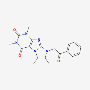 molecular formula C19H19N5O3 B2437224 1,3,6,7-tetramethyl-8-(2-oxo-2-phenylethyl)-1H,2H,3H,4H,8H-imidazo[1,2-g]purine-2,4-dione CAS No. 878421-60-4