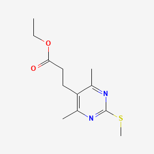 molecular formula C12H18N2O2S B2437231 Ethyl 3-[4,6-dimethyl-2-(methylsulfanyl)pyrimidin-5-yl]propanoate CAS No. 1356561-47-1