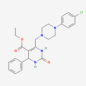 molecular formula C24H27ClN4O3 B2437284 Ethyl 6-{[4-(4-chlorophenyl)piperazin-1-yl]methyl}-2-oxo-4-phenyl-1,2,3,4-tetrahydropyrimidine-5-carboxylate CAS No. 904457-99-4