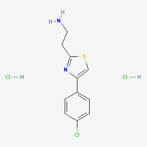molecular formula C11H13Cl3N2S B2437288 (2-[4-(4-Chlorophenyl)-1,3-thiazol-2-yl]ethyl)amine dihydrochloride CAS No. 1094038-38-6