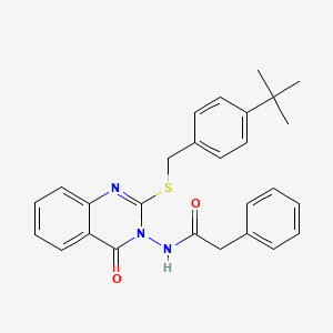molecular formula C27H27N3O2S B2437321 N-(2-{[(4-tert-butylphenyl)methyl]sulfanyl}-4-oxo-3,4-dihydroquinazolin-3-yl)-2-phenylacetamide CAS No. 422278-51-1