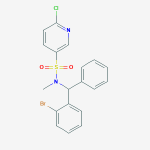molecular formula C19H16BrClN2O2S B2437331 N-[(2-Bromophenyl)-phenylmethyl]-6-chloro-N-methylpyridine-3-sulfonamide CAS No. 2305541-40-4