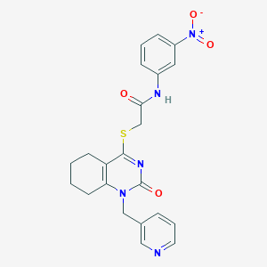 molecular formula C22H21N5O4S B2437334 N-(3-nitrophenyl)-2-((2-oxo-1-(pyridin-3-ylmethyl)-1,2,5,6,7,8-hexahydroquinazolin-4-yl)thio)acetamide CAS No. 899957-67-6