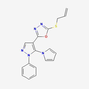 2-(allylsulfanyl)-5-[1-phenyl-5-(1H-pyrrol-1-yl)-1H-pyrazol-4-yl]-1,3,4-oxadiazole