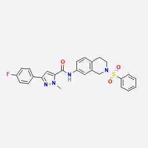 3-(4-fluorophenyl)-1-methyl-N-(2-(phenylsulfonyl)-1,2,3,4-tetrahydroisoquinolin-7-yl)-1H-pyrazole-5-carboxamide