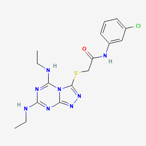 2-[[5,7-bis(ethylamino)-[1,2,4]triazolo[4,3-a][1,3,5]triazin-3-yl]sulfanyl]-N-(3-chlorophenyl)acetamide