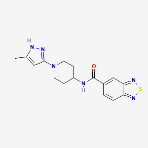 molecular formula C16H18N6OS B2437381 N-[1-(5-methyl-1H-pyrazol-3-yl)piperidin-4-yl]-2,1,3-benzothiadiazole-5-carboxamide CAS No. 2034207-31-1