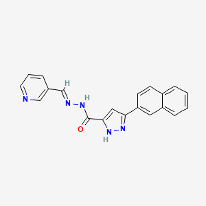 molecular formula C20H15N5O B2437385 (E)-3-(naphthalen-2-yl)-N'-(pyridin-3-ylmethylene)-1H-pyrazole-5-carbohydrazide CAS No. 1285498-45-4