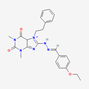 8-[(E)-2-[(4-ethoxyphenyl)methylidene]hydrazin-1-yl]-1,3-dimethyl-7-(2-phenylethyl)-2,3,6,7-tetrahydro-1H-purine-2,6-dione