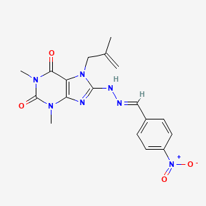 (E)-1,3-dimethyl-7-(2-methylallyl)-8-(2-(4-nitrobenzylidene)hydrazinyl)-1H-purine-2,6(3H,7H)-dione
