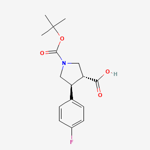 molecular formula C16H19FNO4 B2437420 trans-1-(Tert-butoxycarbonyl)-4-(4-fluorophenyl)pyrrolidine-3-carboxylic acid CAS No. 1218764-11-4