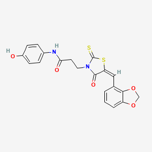 (E)-3-(5-(benzo[d][1,3]dioxol-4-ylmethylene)-4-oxo-2-thioxothiazolidin-3-yl)-N-(4-hydroxyphenyl)propanamide