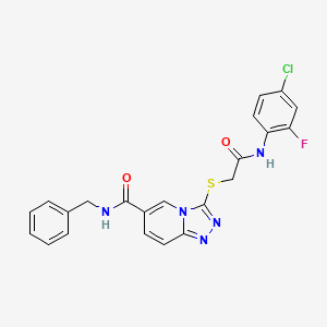 molecular formula C22H17ClFN5O2S B2437465 N-benzyl-3-({[(4-chloro-2-fluorophenyl)carbamoyl]methyl}sulfanyl)-[1,2,4]triazolo[4,3-a]pyridine-6-carboxamide CAS No. 1112300-47-6