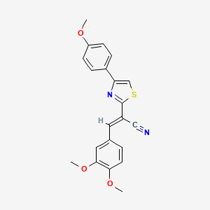 molecular formula C21H18N2O3S B2437483 (2E)-3-(3,4-dimethoxyphenyl)-2-[4-(4-methoxyphenyl)-1,3-thiazol-2-yl]prop-2-enenitrile CAS No. 313687-66-0
