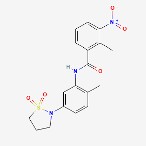 molecular formula C18H19N3O5S B2437484 N-(5-(1,1-dioxidoisothiazolidin-2-yl)-2-methylphenyl)-2-methyl-3-nitrobenzamide CAS No. 941944-43-0