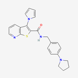 molecular formula C23H22N4OS B2437493 3-(1H-pyrrol-1-yl)-N-(4-(pyrrolidin-1-yl)benzyl)thieno[2,3-b]pyridine-2-carboxamide CAS No. 1113113-04-4