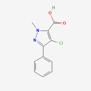 molecular formula C11H9ClN2O2 B2437495 4-chloro-1-methyl-3-phenyl-1H-pyrazole-5-carboxylic acid CAS No. 1245275-74-4